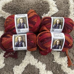 Red Heart Boutique Sashay Ruffle Yarn Lot of 4 Skeins Salsa #1949 - 3.5 oz